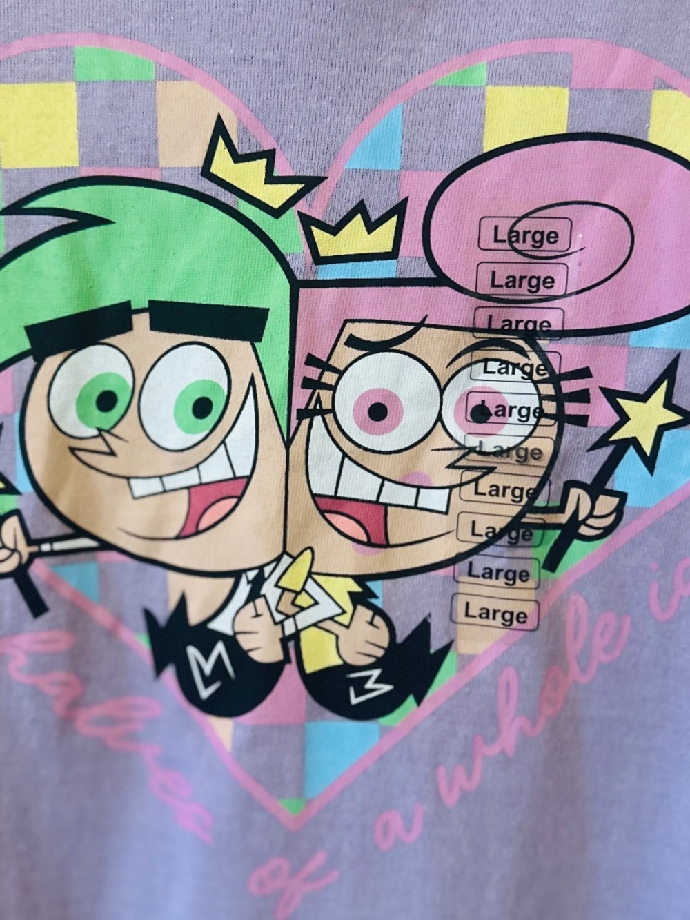 Nickelodeon Fairly OddParents Cosmo Wanda T-Shirt Large Purple Unisex NWT